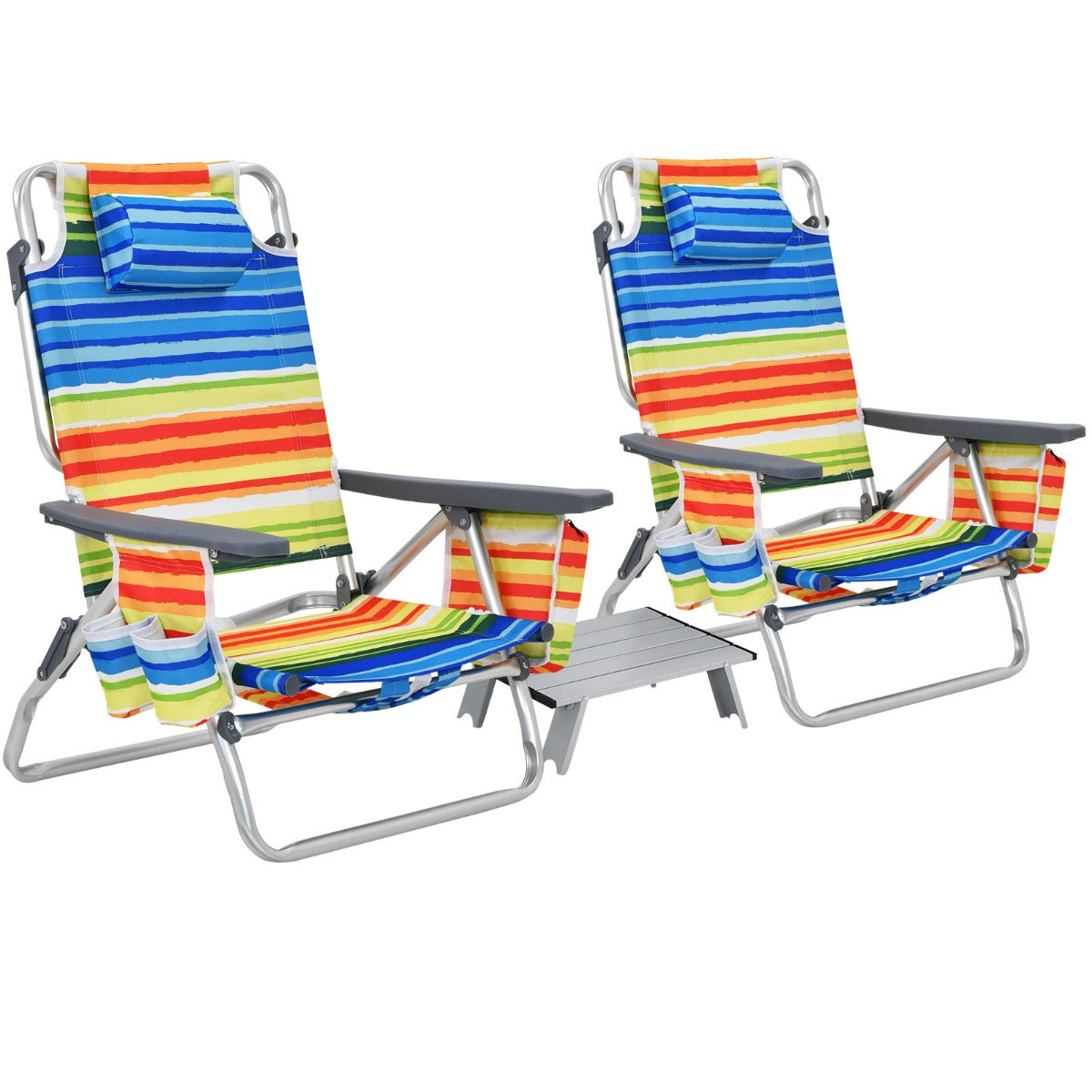 NNECW Portable Camping Chairs with 5 Adjustable Positions for Lawn/Poolside-Yellow